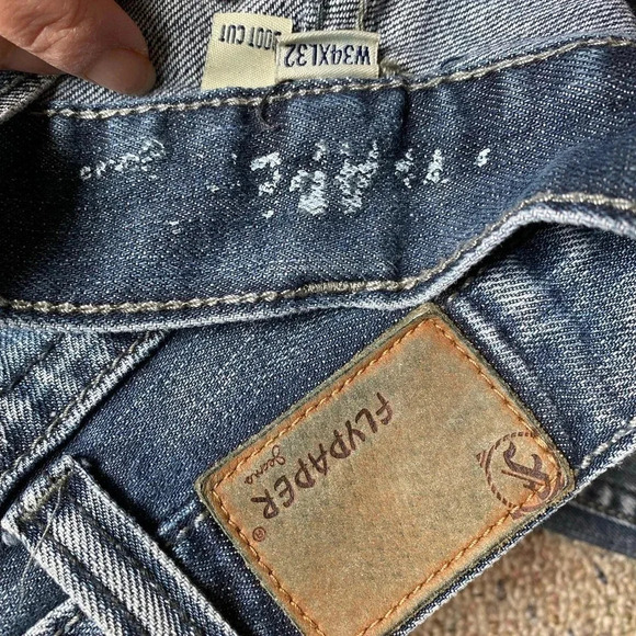 Flypaper Jeans Boot Cut Dark Washed Cotton Blue Pockets Mens Size W34xL32 - Picture 5 of 9